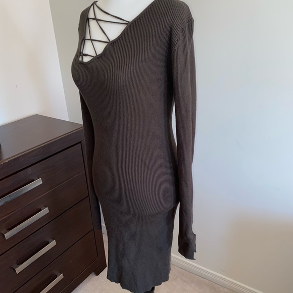 BROWN DYNAMITE RIBBED DRESS - Picture 3 of 9